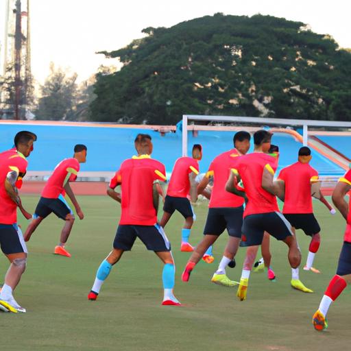 Đội tuyển bóng đá Campuchia tập luyện chuẩn bị cho Asian Cup