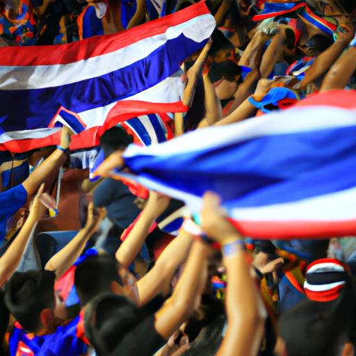 Các CĐV Thái Lan cổ vũ cho đội tuyển của họ trong trận đấu tại Asian Cup