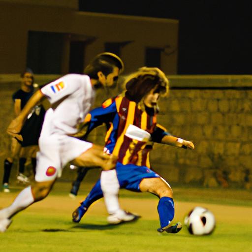 Carles Puyol phá bóng quan trọng để ngăn chặn đợt tấn công của đối thủ.