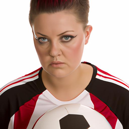 Cầu thủ nữ bóng đá với mái tóc ngắn và ánh mắt nghiêm túc