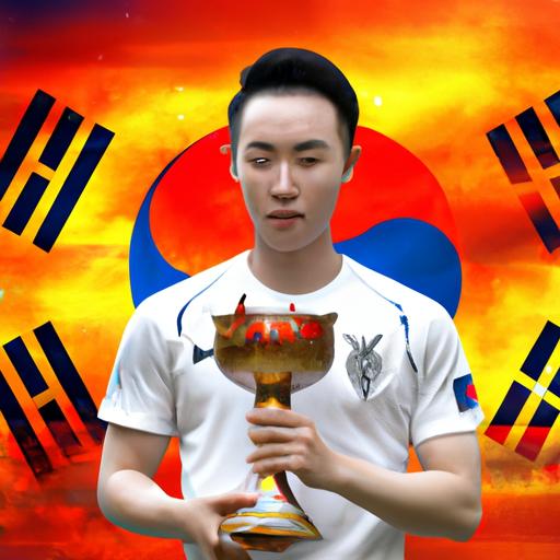 Cầu thủ Hàn Quốc với chiếc cúp vô địch World Cup
