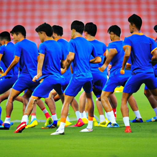 Đội tuyển Thái Lan khởi động trước trận đấu tại Asian Cup