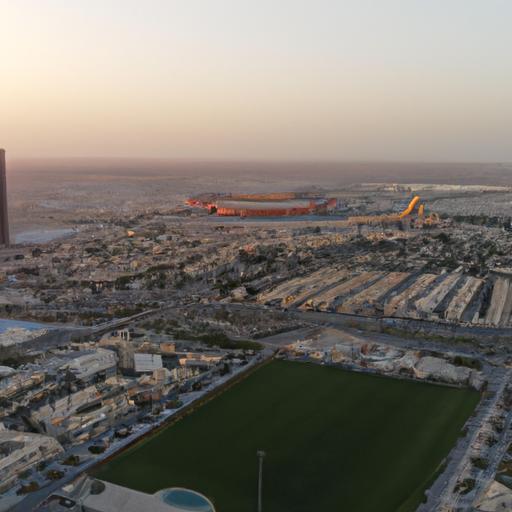Một khung cảnh quang cảnh của thành phố nơi diễn ra lễ khai mạc Asian Cup 2023.